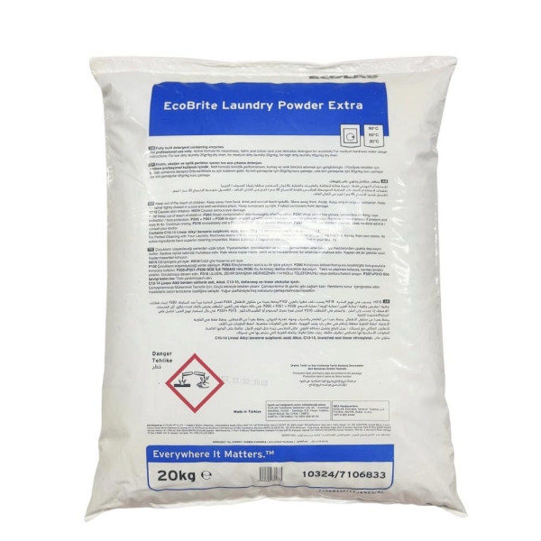 Ecolab Ecobrite Laundry Powder Extra Enzim Bazlı, Ağartıcılı, Optik Parlatıcı İçeren Komple Yıkama Deterjanı