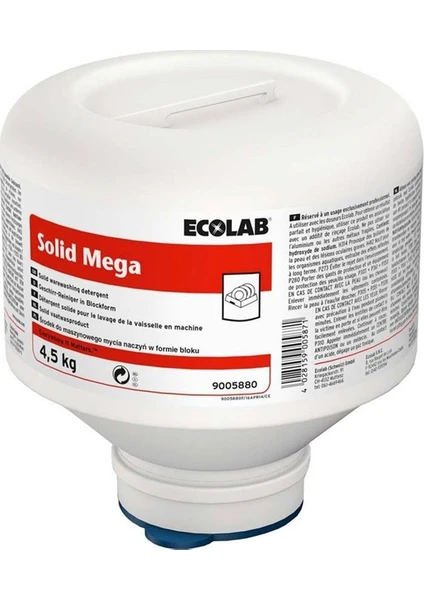 Ecolab Solid Mega - Orta ve Sert Sularda Etkili, Süper Konsantre, Katı Bulaşık Makinesi Deterjanı